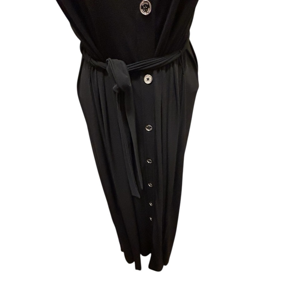 Michael Michael Kors Polo Maxi Dress Black Size XL Belted Slinky Knit Collared - Picture 6 of 9